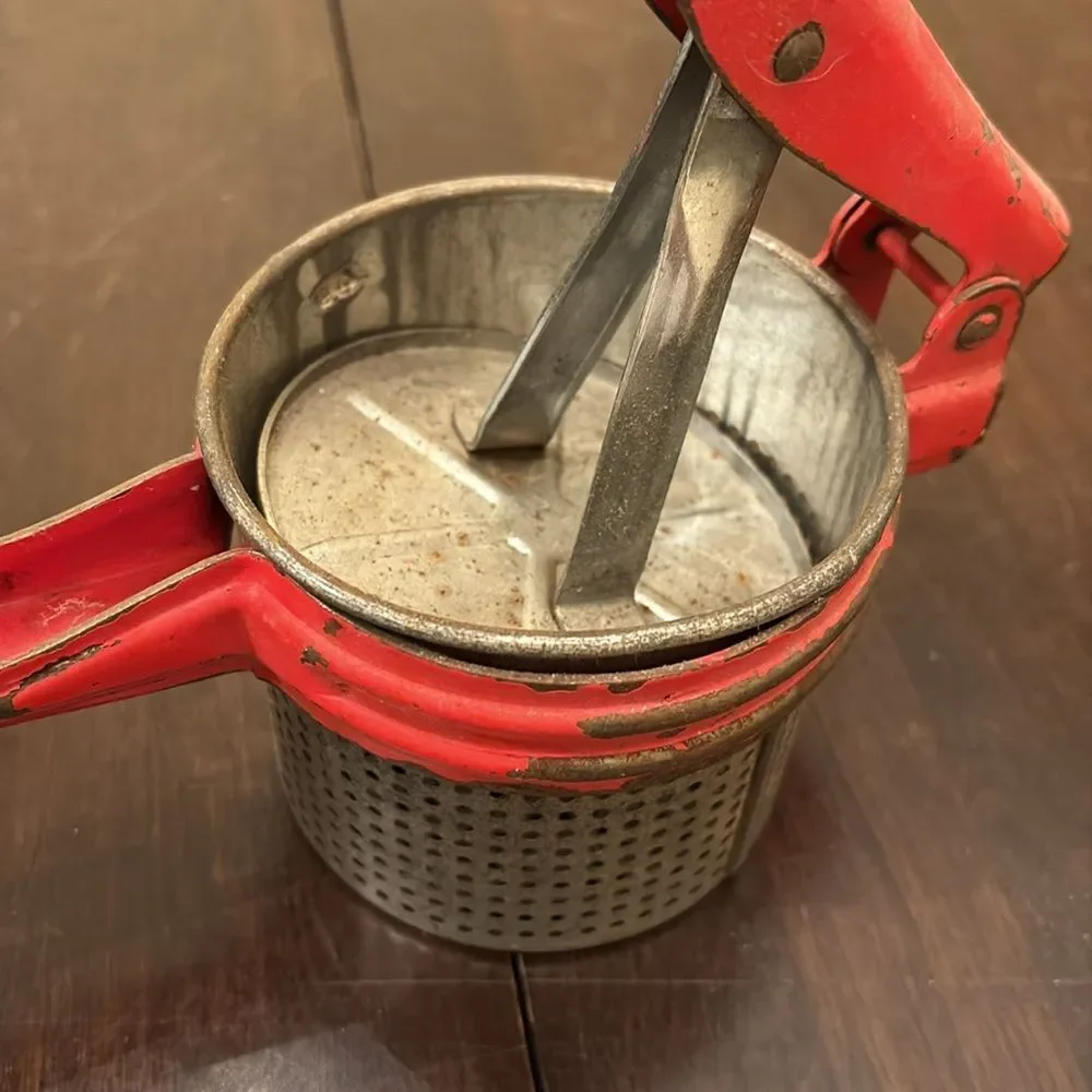 Vintage 1950s Hand Potato Ricer / Fruit Juicer Strainer